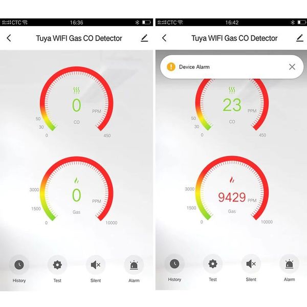 Wifi датчик витоку природного газу + чадного газу 2 в 1 Konlen CM-20, оповіщення в додаток на смартфон, зображення 5