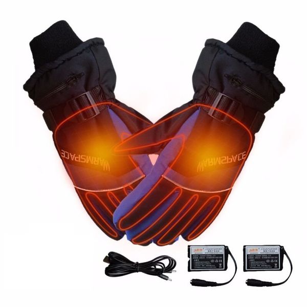 Зимові рукавички з підігрівом термо лижні Luckstone Warmspace HE329 з акумуляторами, розмір L, сині, зображення 4