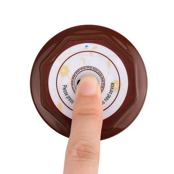 Кнопка виклику офіціанта або персоналу бездротова Retekess F3360, на частоті 433.92 MHz, коричнева, зображення 2