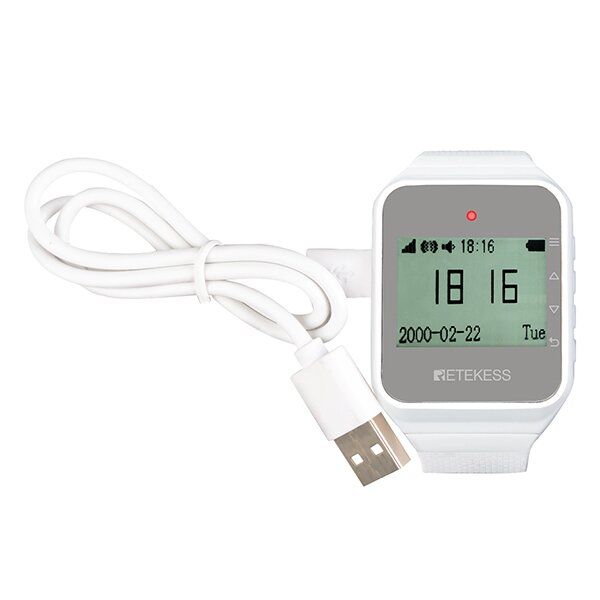 Годинник пейджер для офіціантів з російським меню Retekess TD108, білий, зображення 3