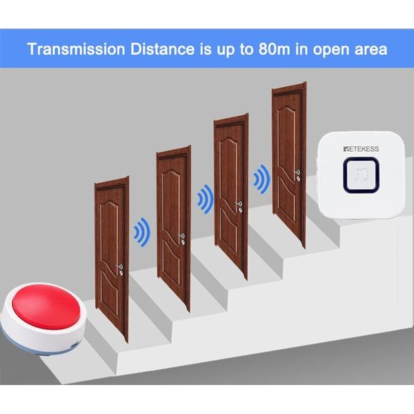 Кнопка виклику медсестри, персоналу бездротова Retekess TH004, до 80 метрів, 38 мелодій, зображення 7