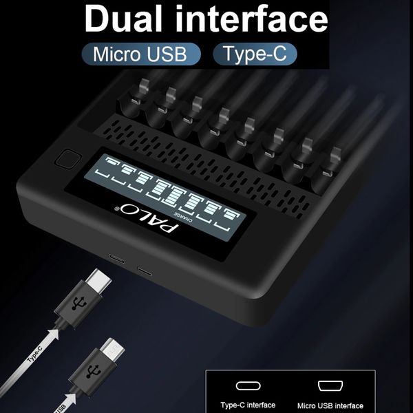 Зарядний пристрій на 8 штук NI-MH акумуляторних батарейок АА або ААА з LCD екраном Palo NC32, зображення 5