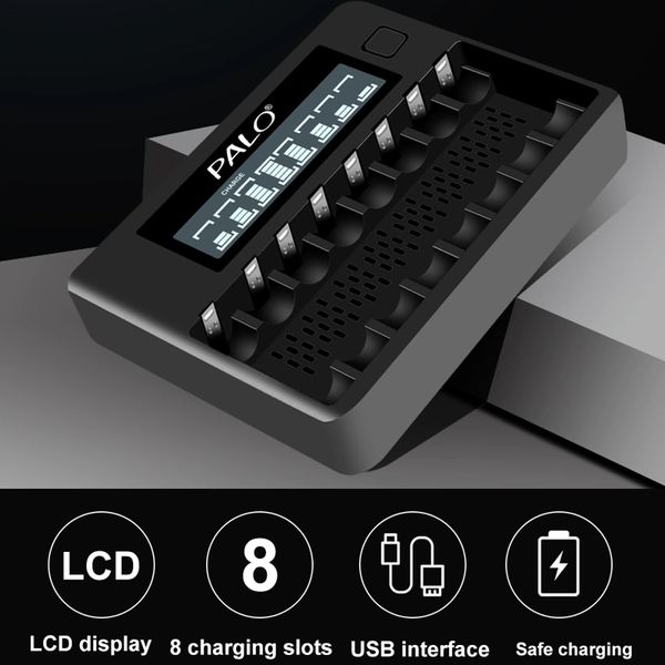 Зарядний пристрій на 8 штук NI-MH акумуляторних батарейок АА або ААА з LCD екраном Palo NC32, зображення 2