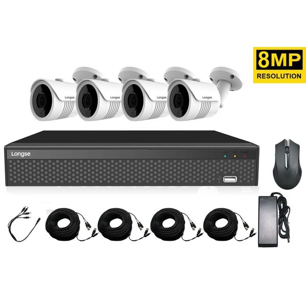 Комплект видеонаблюдения на 4 уличных камеры высокого разрешения Longse XVRT3004HD4MB800L, 8 Мегапикселей